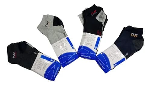 Pack X12 Pares De Soquetes Cortos Unisex Talle Único Negro 39-42