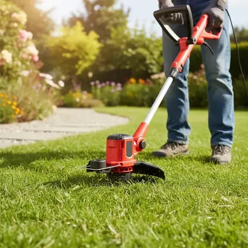 Bordeadora De Pasto 550w Omaha Cabezal Ajustable Rueda Rojo