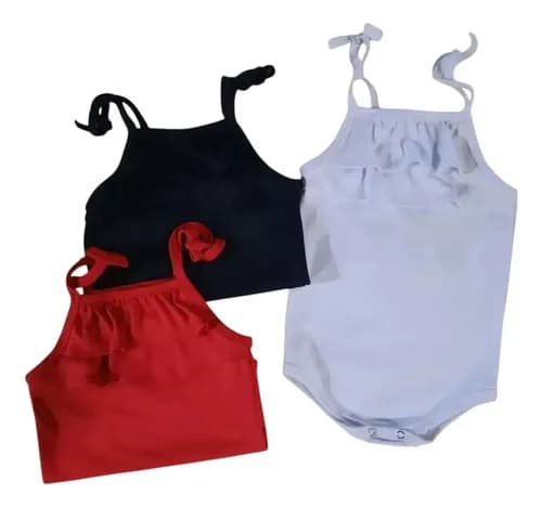Body Liso De Beba Tiritas Volados X 3 Unidades.
