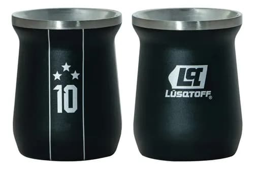 Mate 300ml Acero Inox Lusqtoff Matln3e-9 Argentina 3 Estrellas Negro Blanco 3 Estrellas