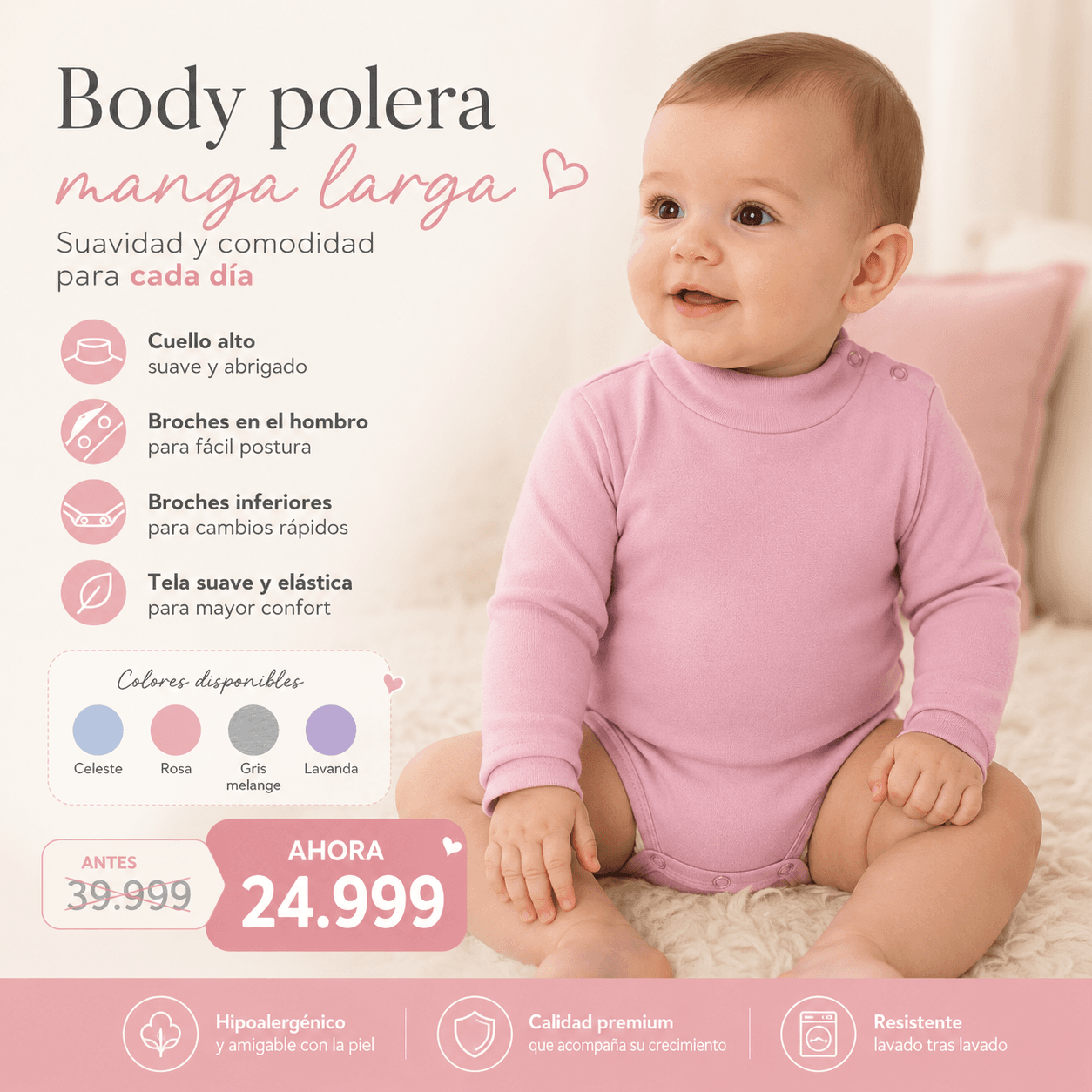 Comprar Body Polera Manga Larga · Mellimelos online — marketplace Argentina MadsJeez — Ropa para Bebés