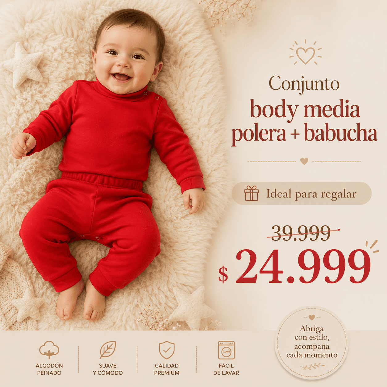 Conjunto Bebé Cómodo y Flexible · Body + Babucha