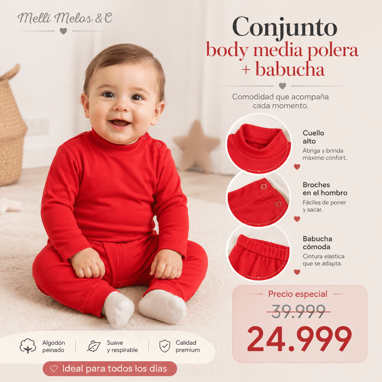 Comprar Conjunto Bebé Completo · Body + Babucha Algodón online — marketplace Argentina MadsJeez — Ropa para Bebés