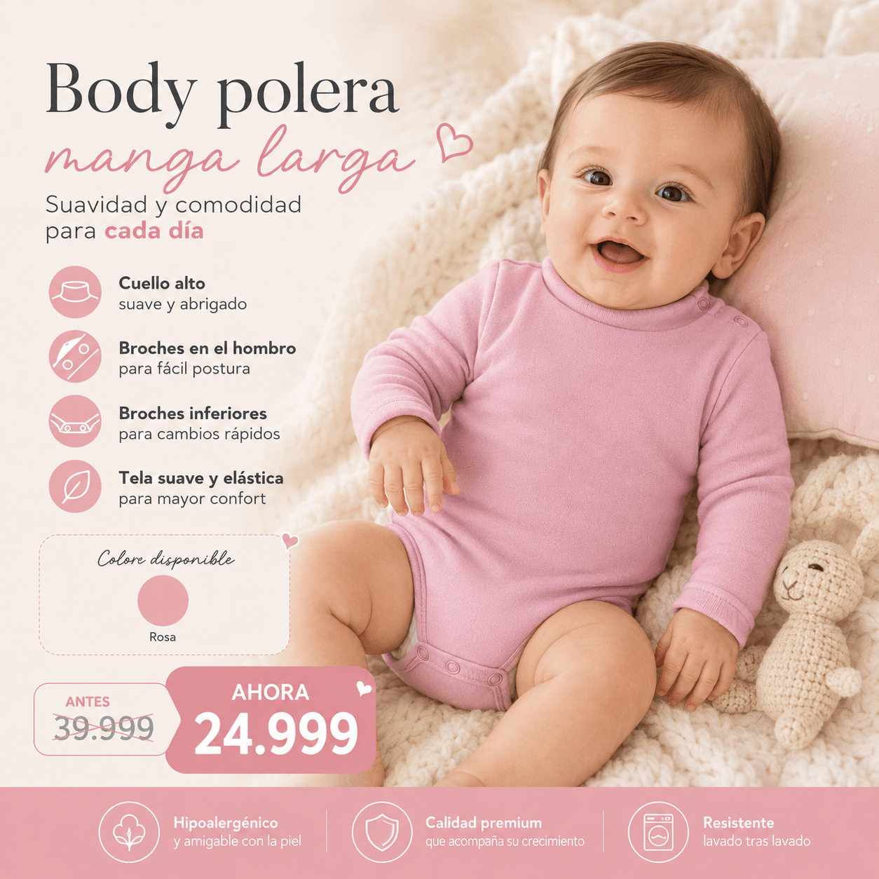 Body Polera Manga Larga · Suavidad y Comodidad Diaria