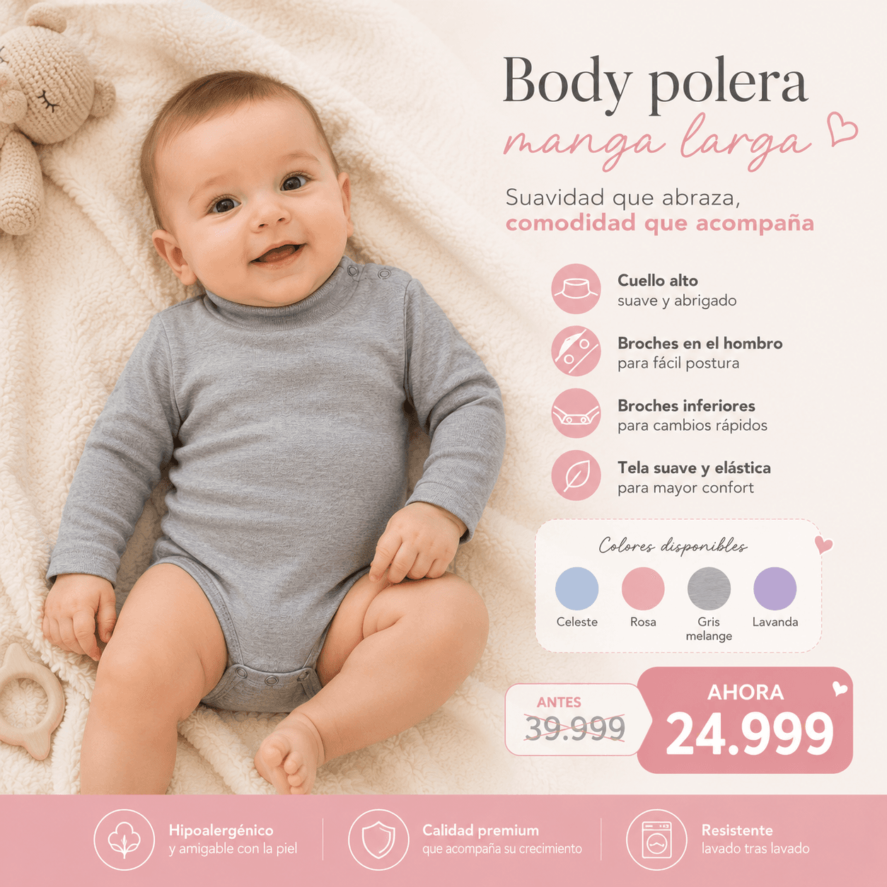 Body Polera con Broches en Hombros · Bebé