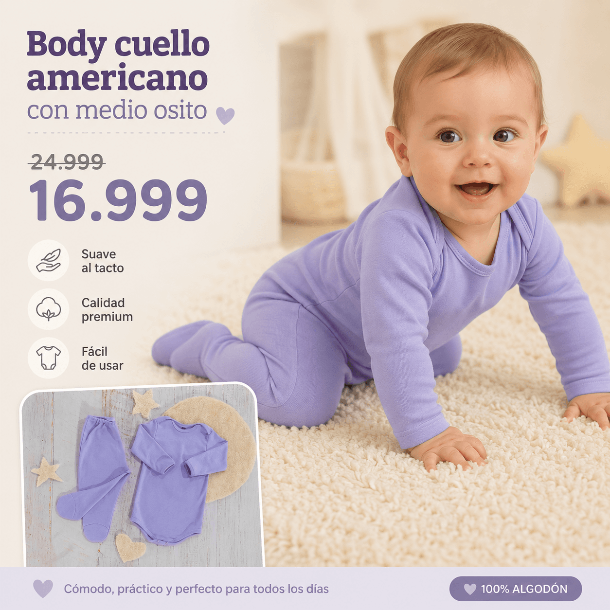 Conjunto Body + Medio Osito · 100% Algodón