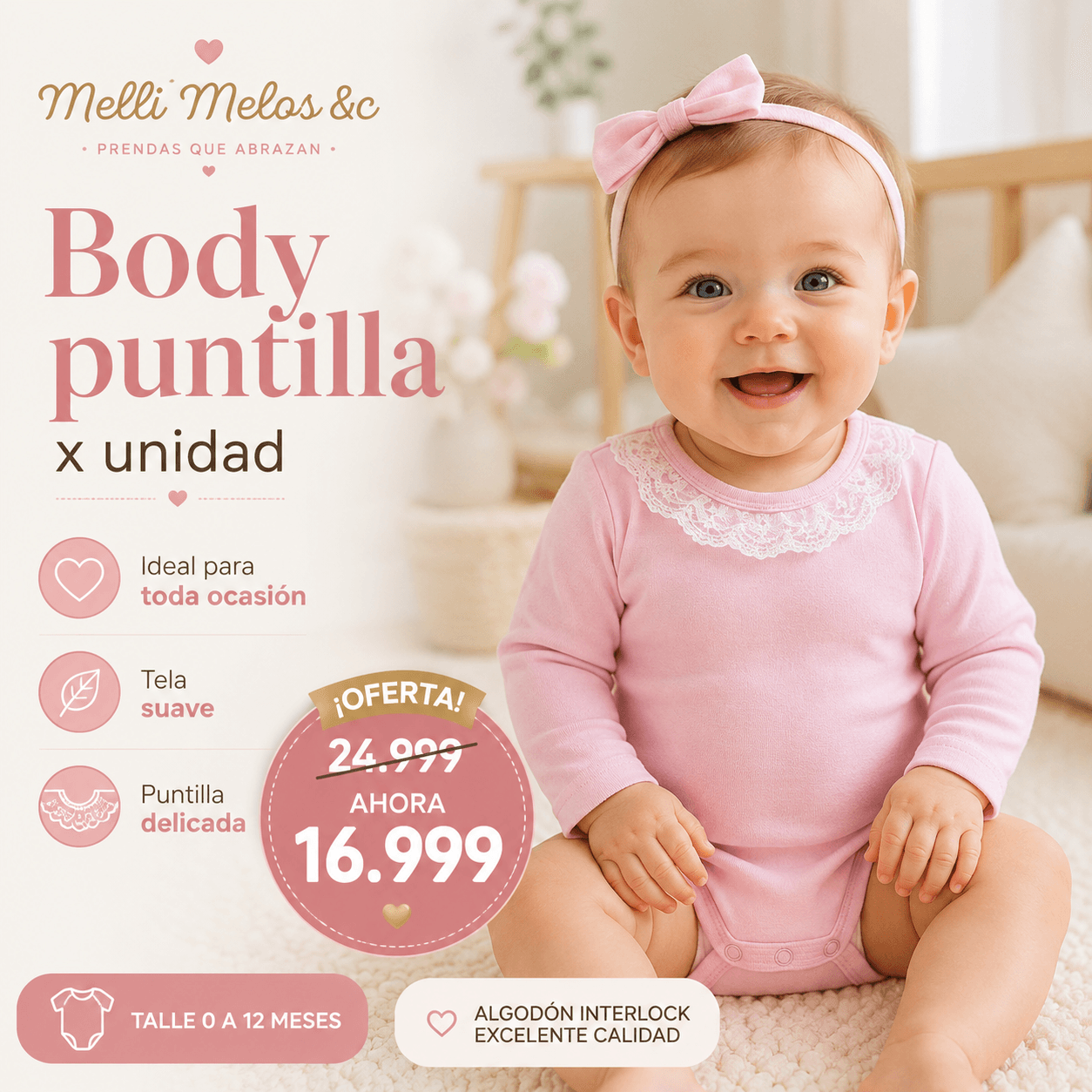 Comprar Body Puntilla x Unidad · Tela Suave Algodón online — marketplace Argentina MadsJeez — Ropa para Bebés