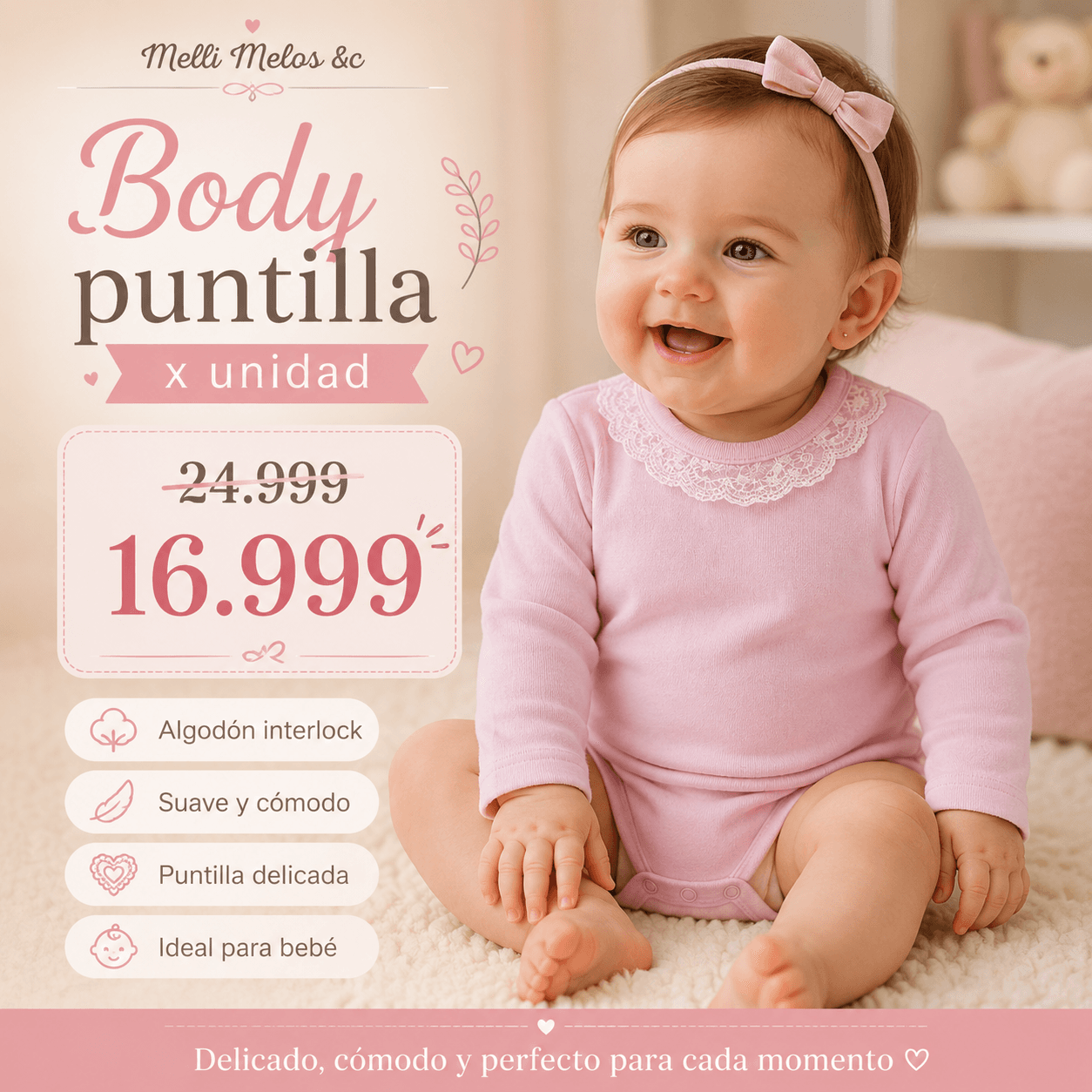 Body Puntilla Manga Larga Bebé · Delicado