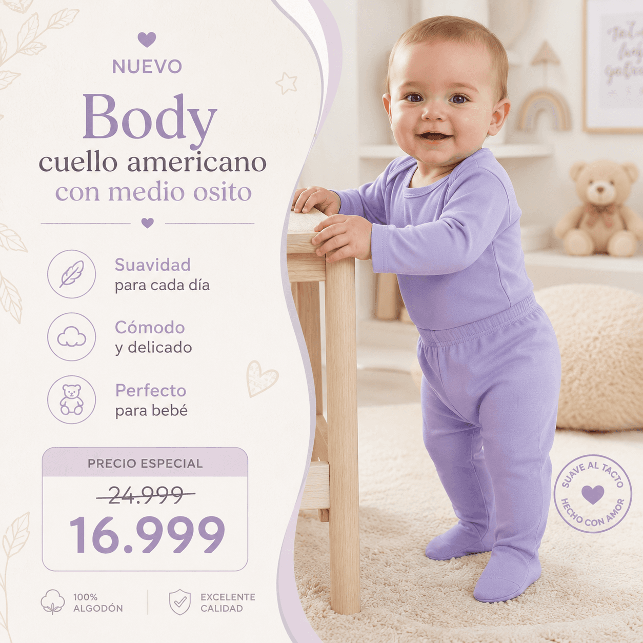 Pack Bebé Body Cuello Americano + Medio Osito