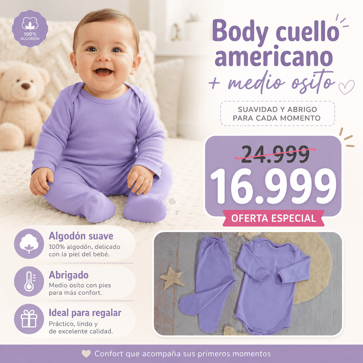 Comprar Pack 2 Piezas Body Americano + Medio Osito · Bebé online — marketplace Argentina MadsJeez — Ropa para Bebés