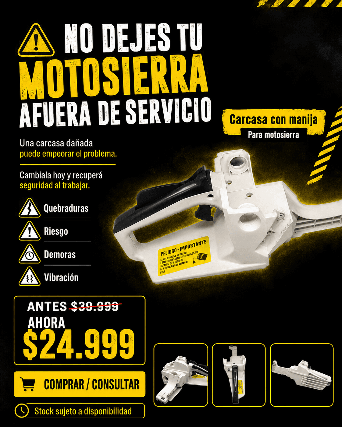 Cambio Carcasa con Manija Motosierra China - Solución Rápida