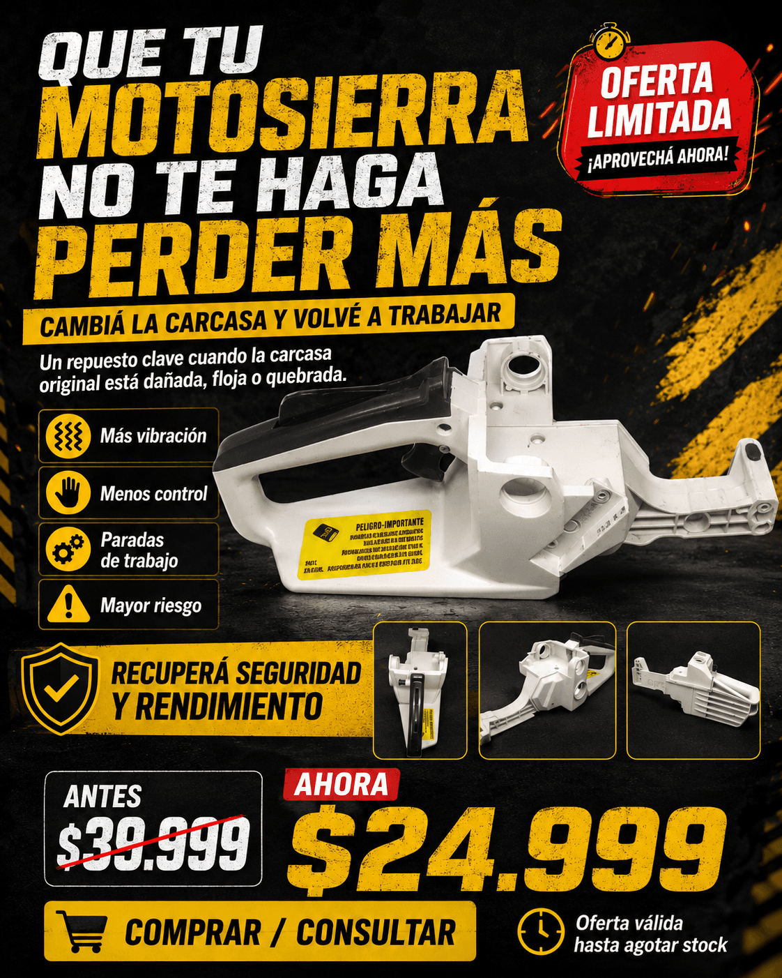 Carcasa Completa con Manija Motosierra 45/52cc Premium