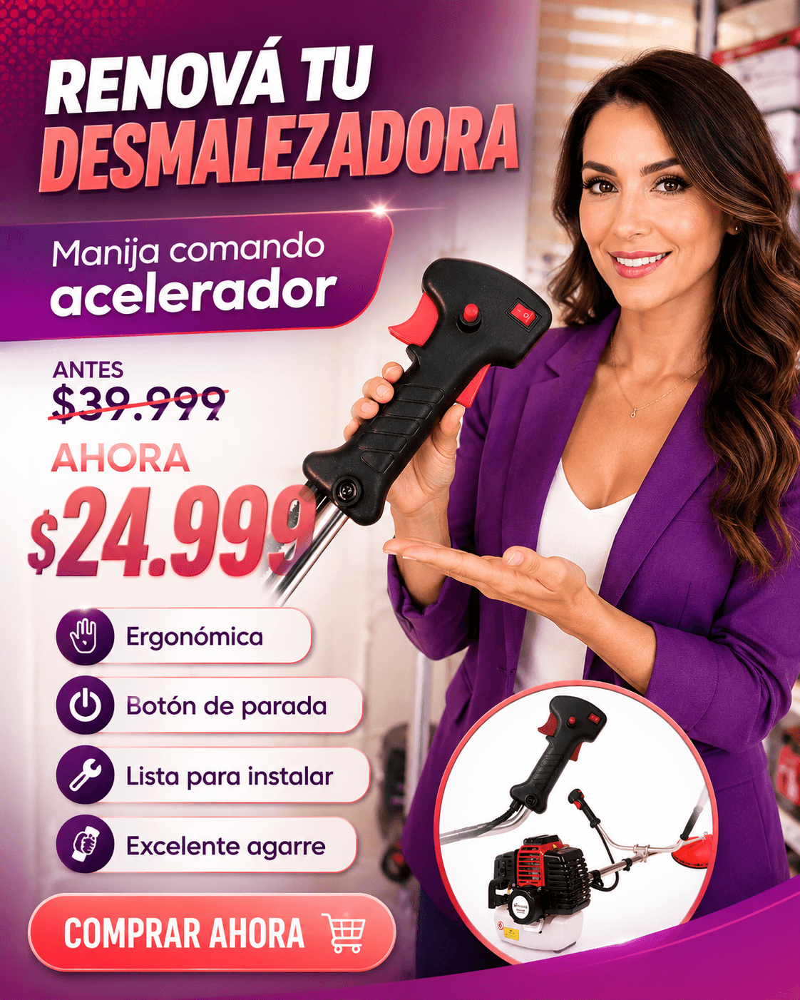 Renová Tu Desmalezadora - Manija Acelerador Ergonómica