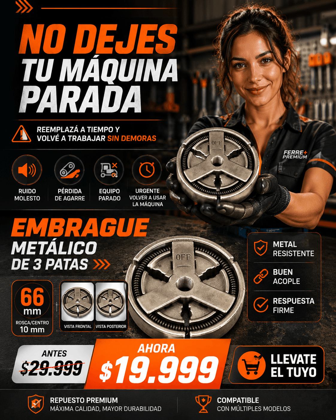 Embrague Centrífugo 3 Patas - Más Transmisión Menos Patinamiento