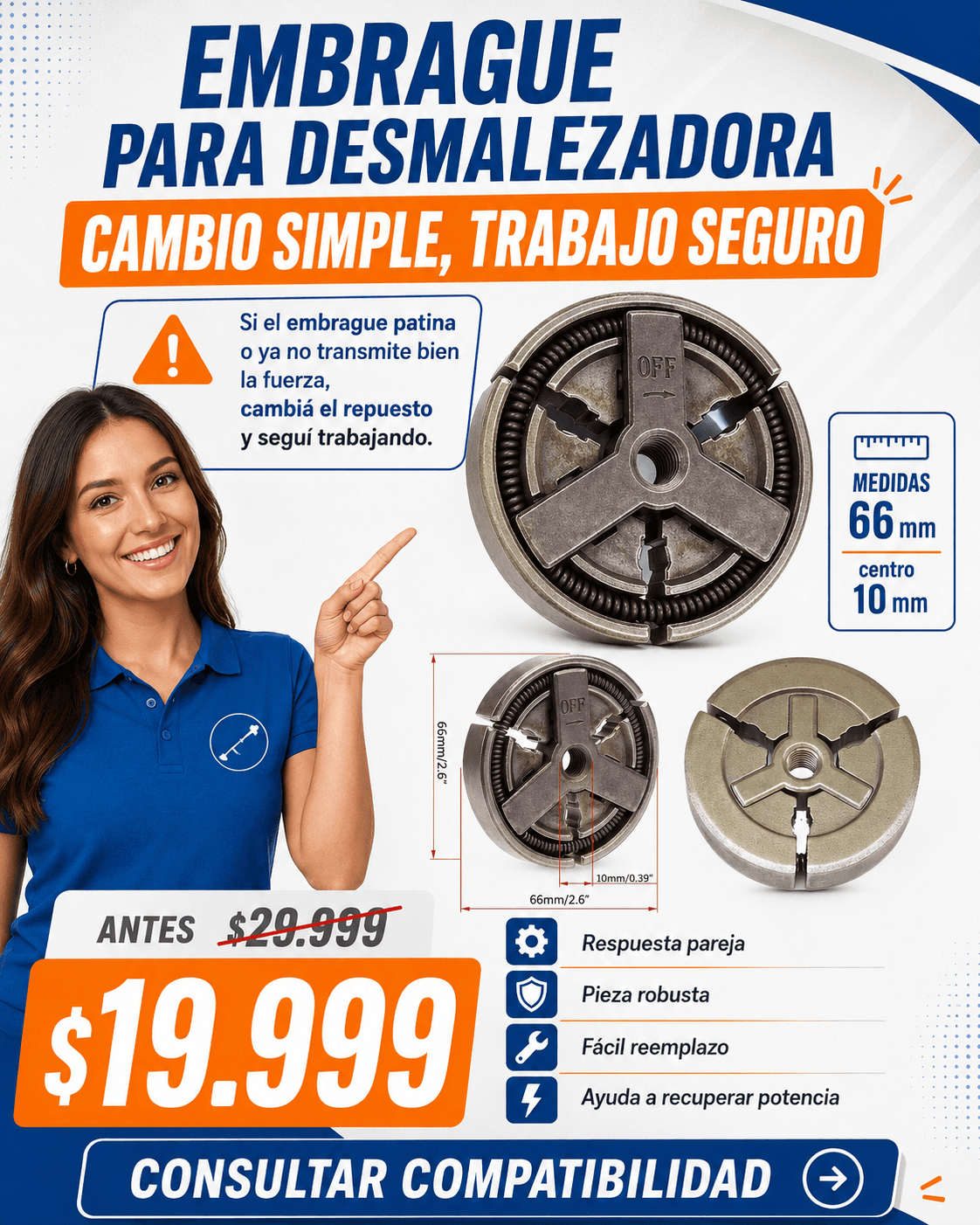 Volvé a Trabajar Sin Parar - Embrague Desmalezadora 66mm