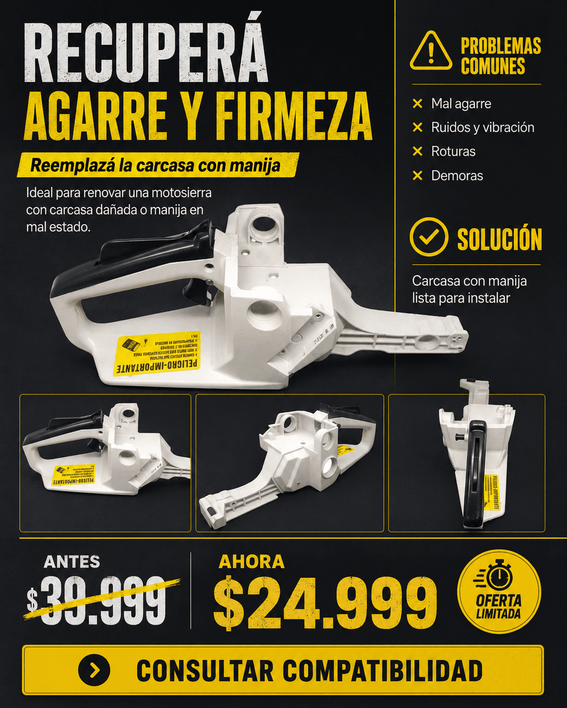 Carcasa con Manija Motosierra China 52cc - Niwa Gamma Shizen
