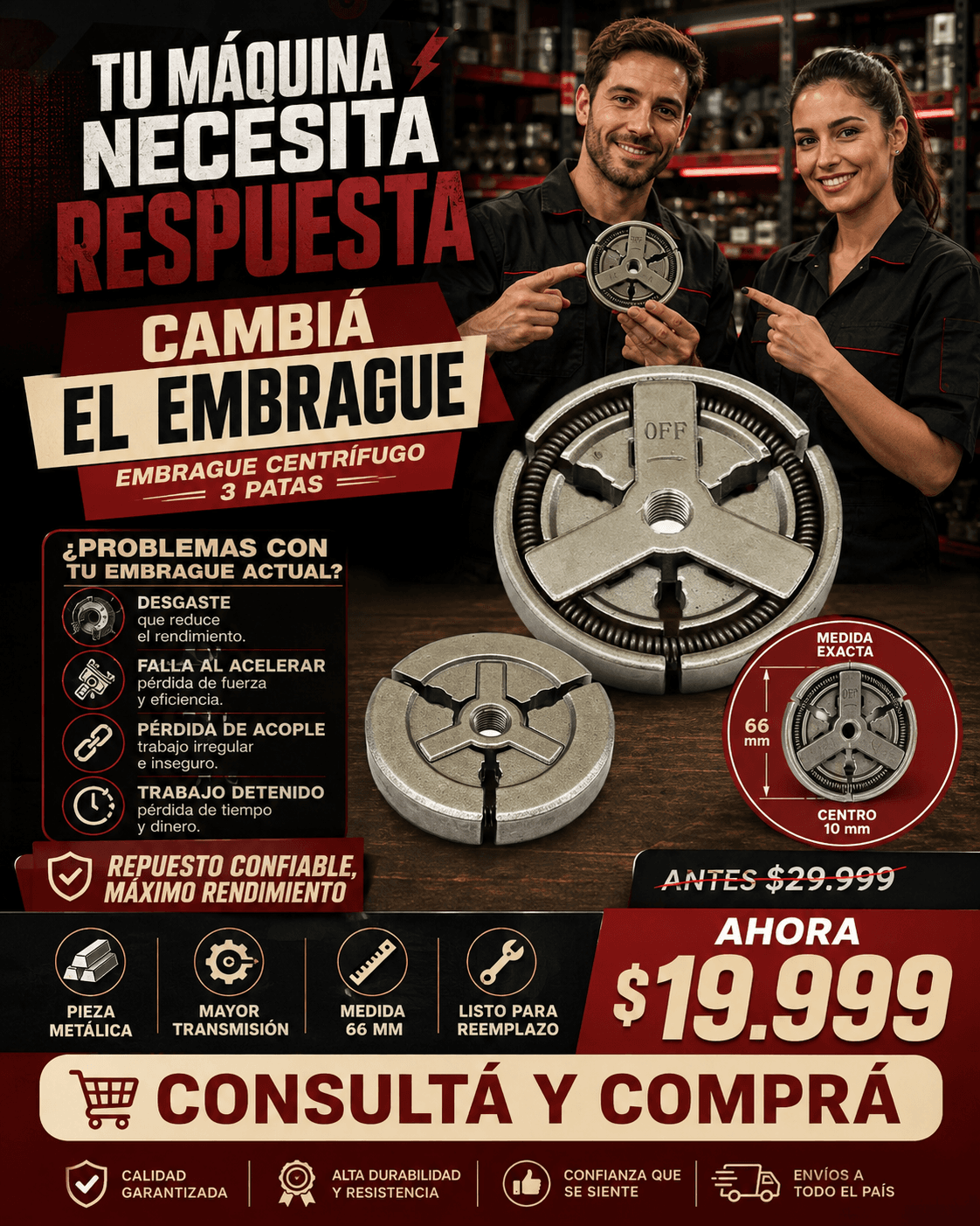 Comprar Embrague Desmalezadora 52cc - Video Demostración HD online — marketplace Argentina MadsJeez — Accesorios y repuestos para herramientas