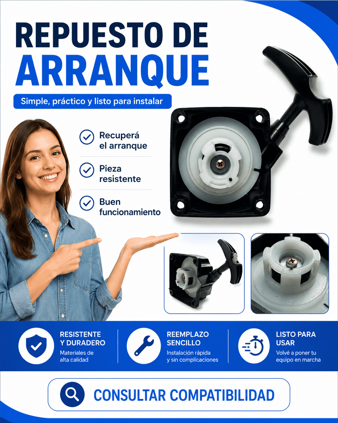 Tapa Arranque Desmalezadora - ¿No Tira La Piola? Reemplazá Hoy