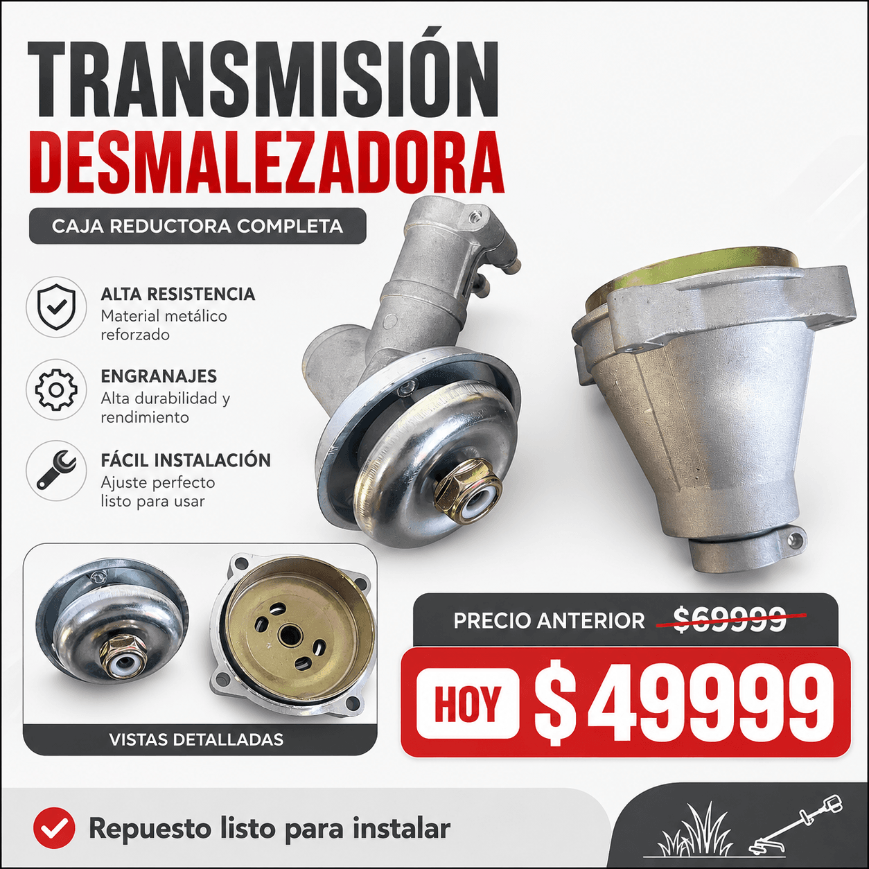 Comprar Cabezal de Transmisión Desmalezadora + Campana - Listo Instalar online — marketplace Argentina MadsJeez — Accesorios y repuestos para herramientas