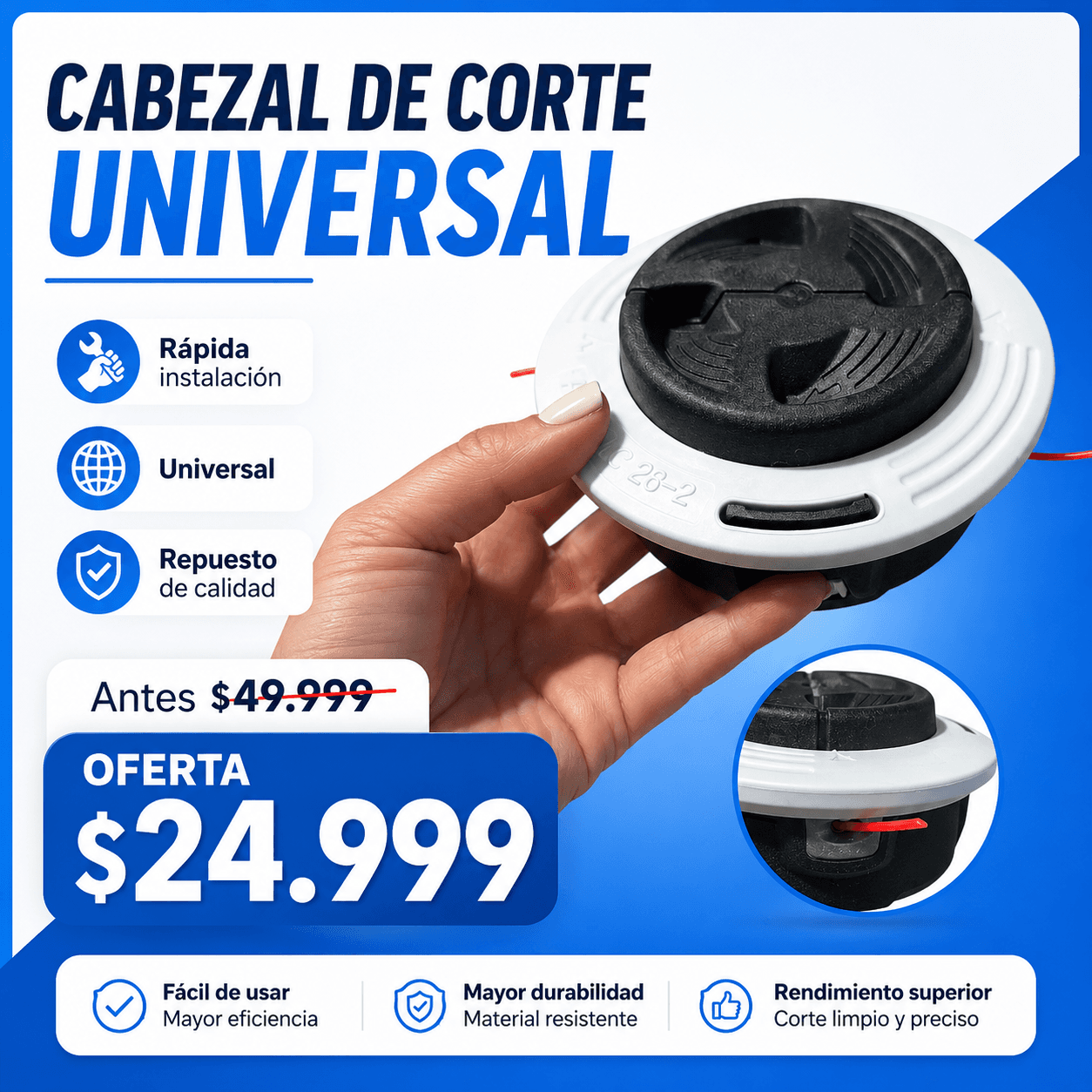 Repuesto Cabezal Universal Desmalezadora - Fácil Colocar