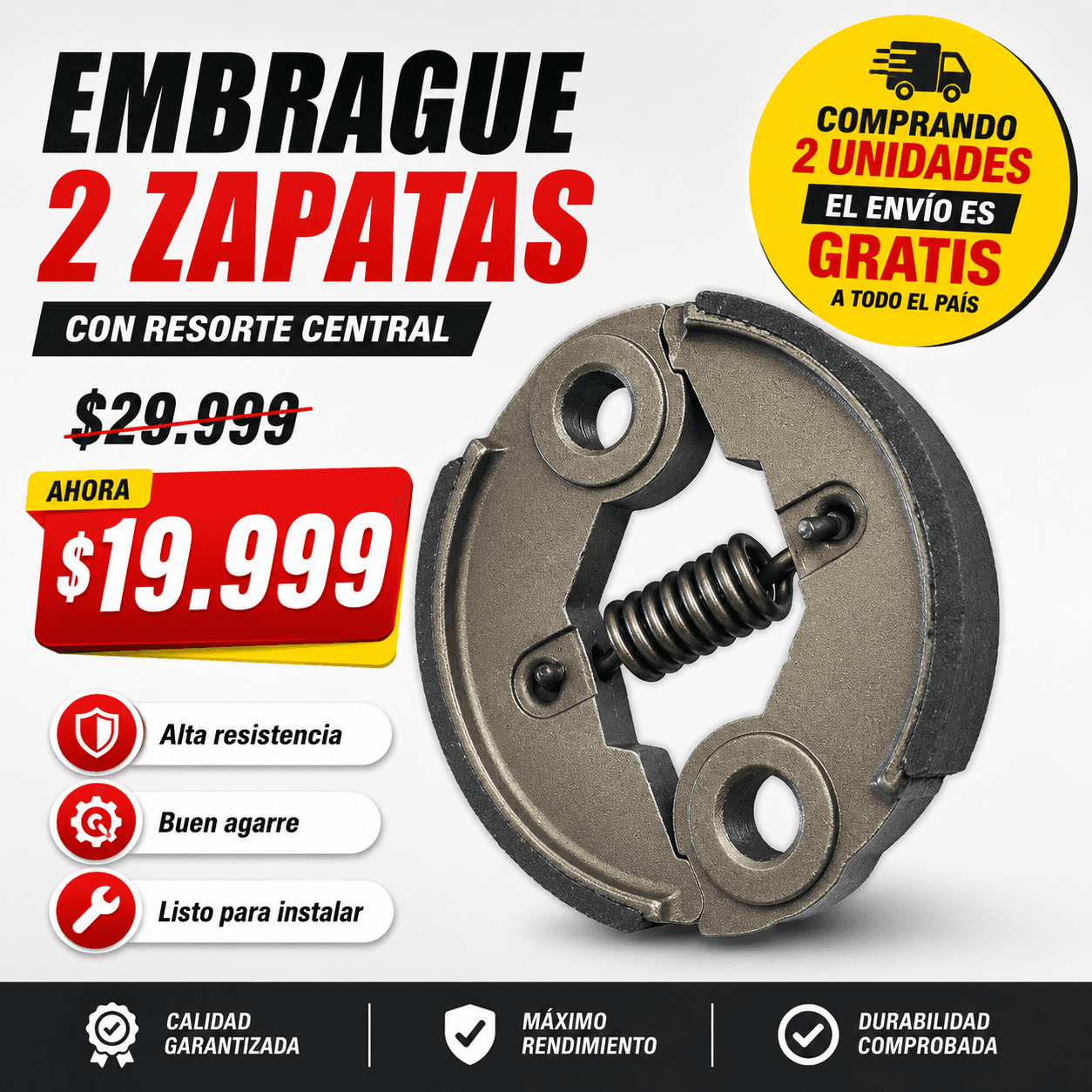 Embrague 2 Zapatas con Resorte Central Desmalezadora