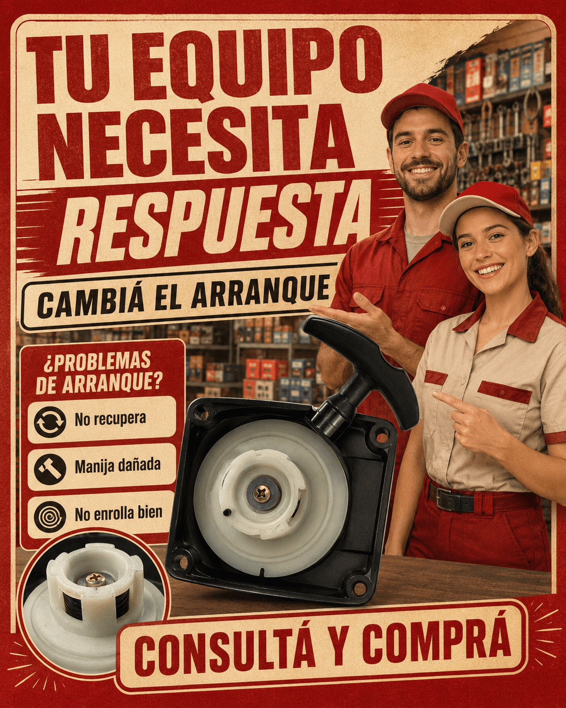Sistema Arranque Manual Desmalezadora - Repuesto Premium