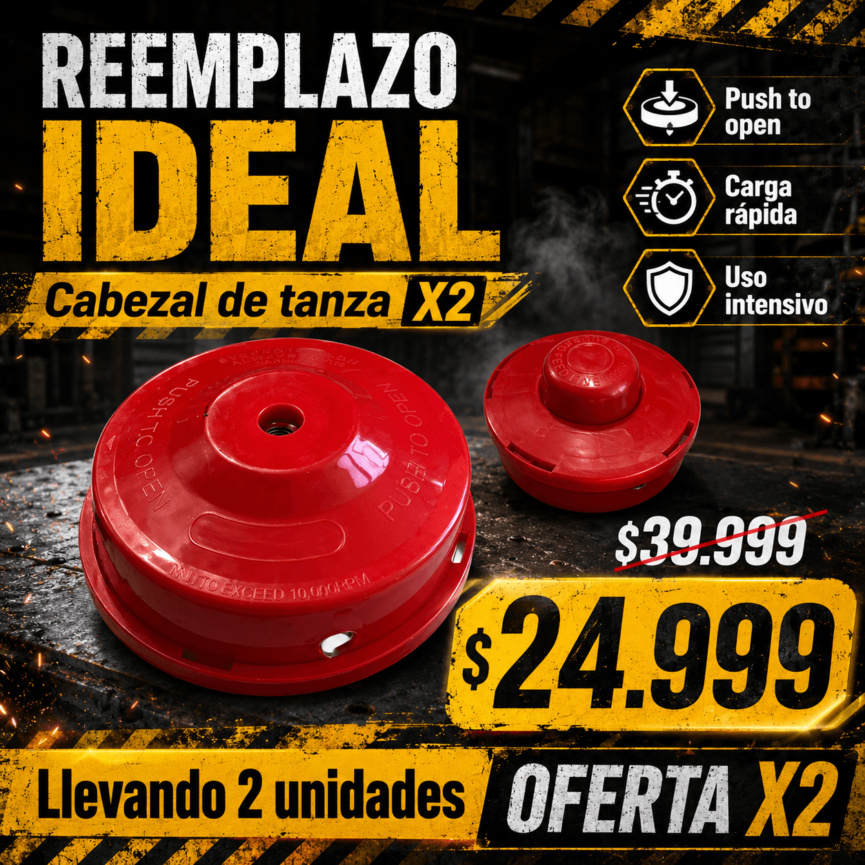 Comprar Pack Cabezal de Tanza X2 - Oferta Especial Bump Feed online — marketplace Argentina MadsJeez — Carreteles para desmalezadoras y bordeadoras de césped