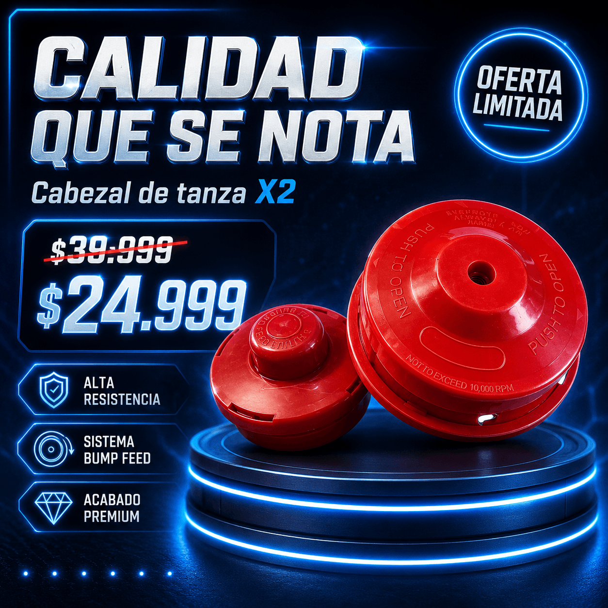 Pack X2 Cabezal de Tanza para Desmalezadora