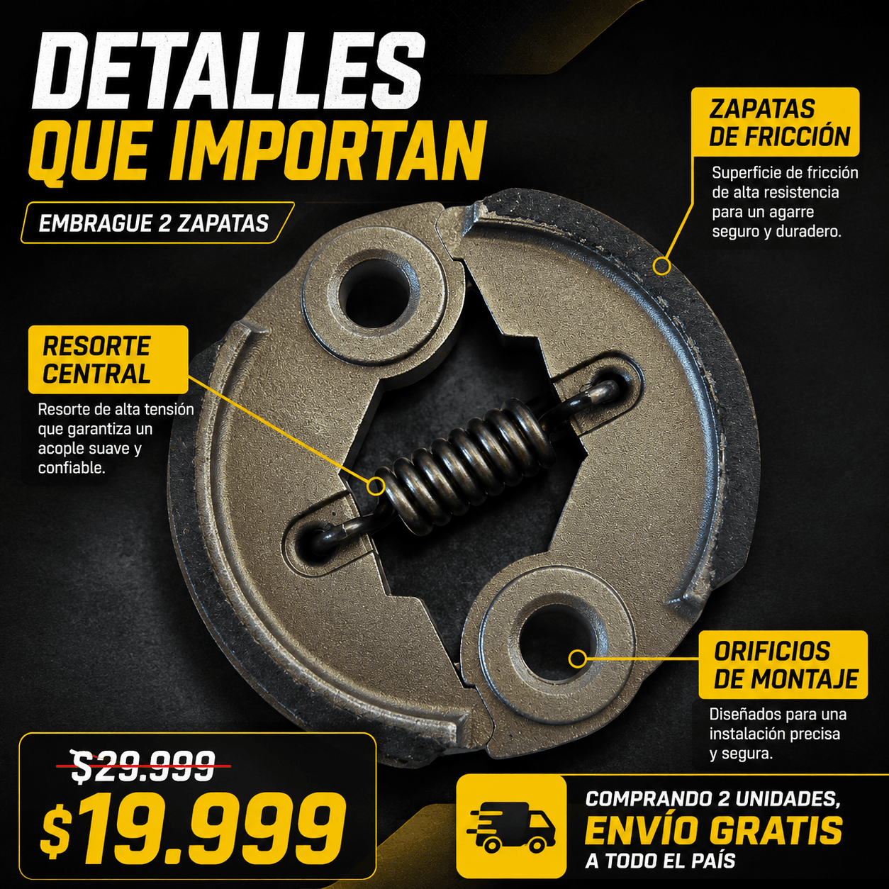 Comprar Embrague 2 Zapatas Resorte Central - Buen Contacto online — marketplace Argentina MadsJeez — Accesorios y repuestos para herramientas
