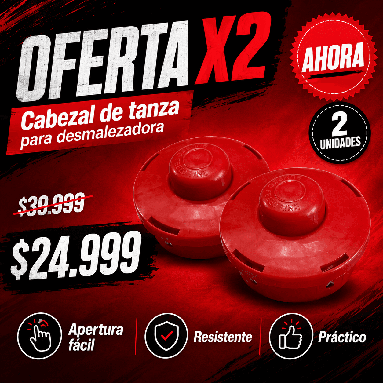 2 Cabezales de Tanza - Listo Para Usar Bump Feed