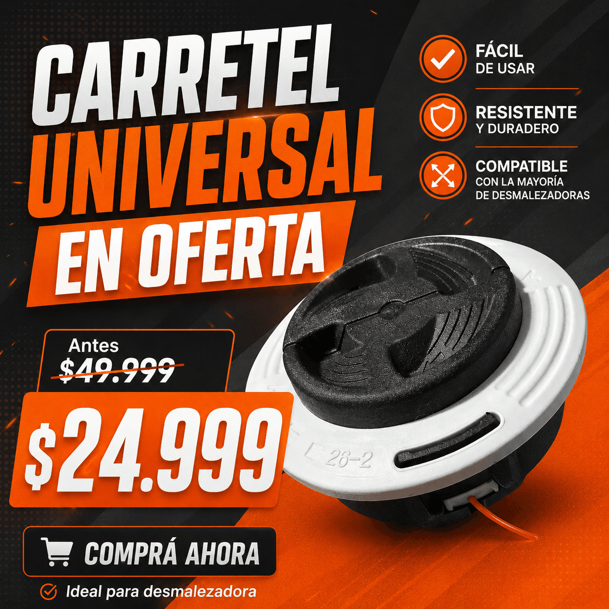 Carretel Cabezal Universal Desmalezadora China - Compatible
